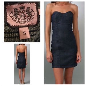 Juicy Couture fitted denim strapless dress